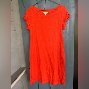 Banana Republic Orange Cap Sleeve Boat Neck T-Shirt Dress Cotton M